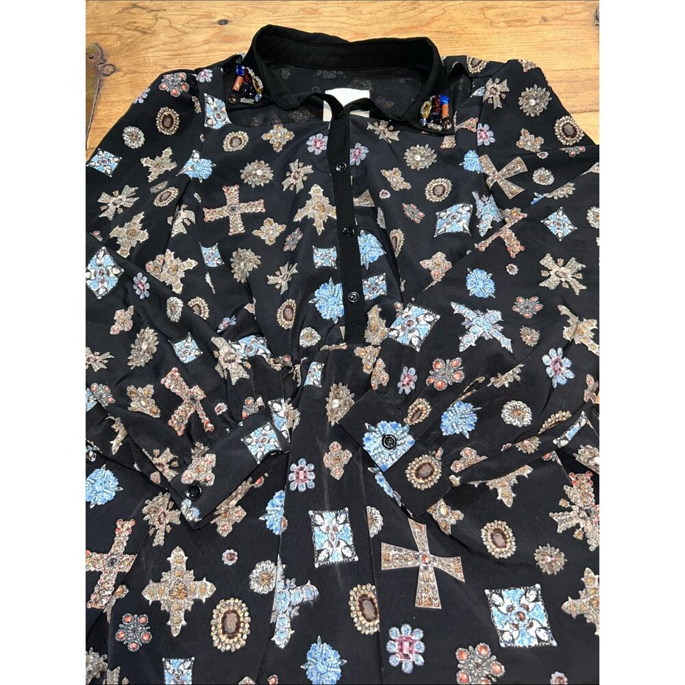 Line & Dot Baroque Jeweled Collar Cutout Dress Black Size S - Picture 2 of 7